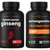 NutraChamps cápsulas ginseng coreano y ashwagandha paquete vista frontal