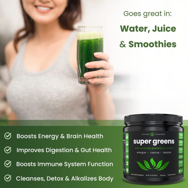 NutraChamps Super Greens polvo antioxidante y prebiótico
