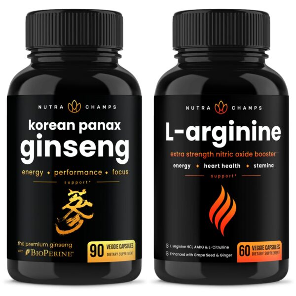 Frente del bundle NutraChamps Ginseng Gold Series y L-Arginine