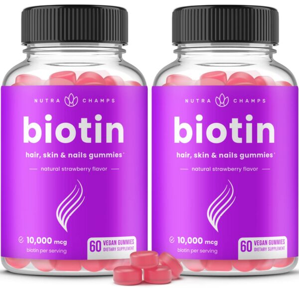 NutraChamps gomitas biotina 10000mcg salud cabello piel uñas