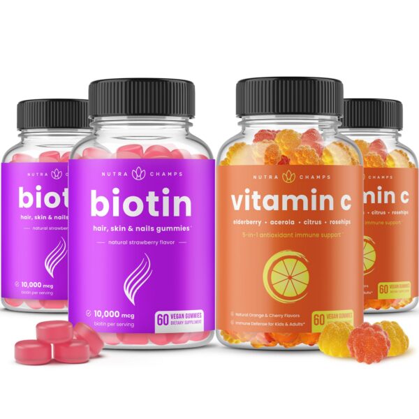 Paquete NutraChamps gomitas de biotina y vitamina C 4 piezas