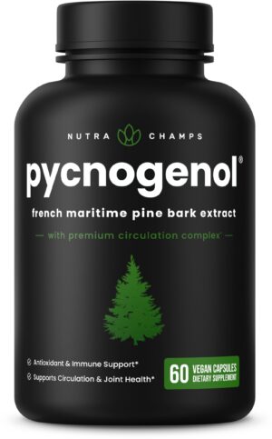 NutraChamps Pycnogenol botella frontal y etiqueta