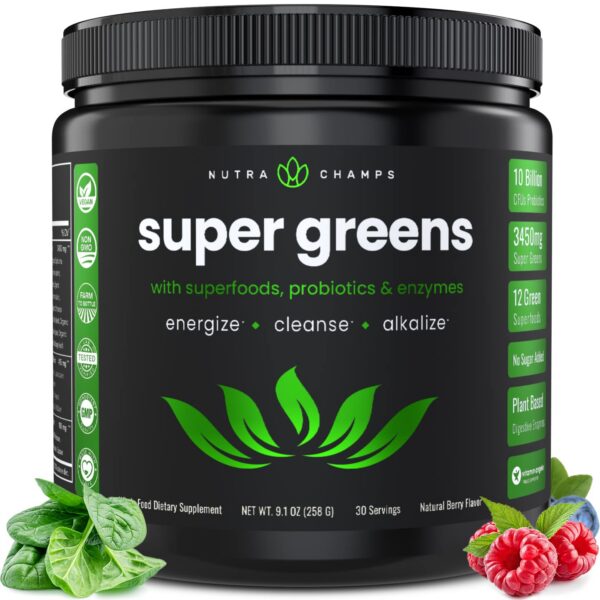 Version 1.0.0 NutraChamps Super Greens polvo superalimento orgánico 9oz
