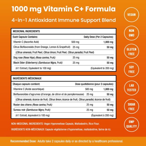 Etiqueta del producto NutraChamps Vitamina C 1000 mg