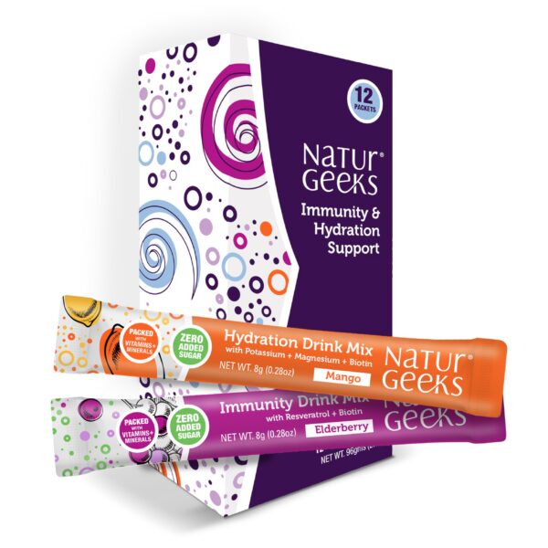 Frente de sobres de electrolitos veganos NutraGeeks