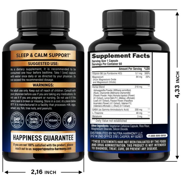 NUTRAHARMONY suplemento sueño cápsulas lado y tapa