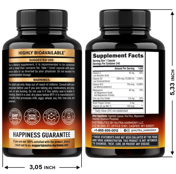 Etiqueta de NUTRAHARMONY D3 K2 cápsulas