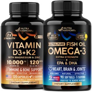 Version 1.0.0 Frente del frasco NUTRAHARMONY cápsulas D3 y K2 y Omega-3