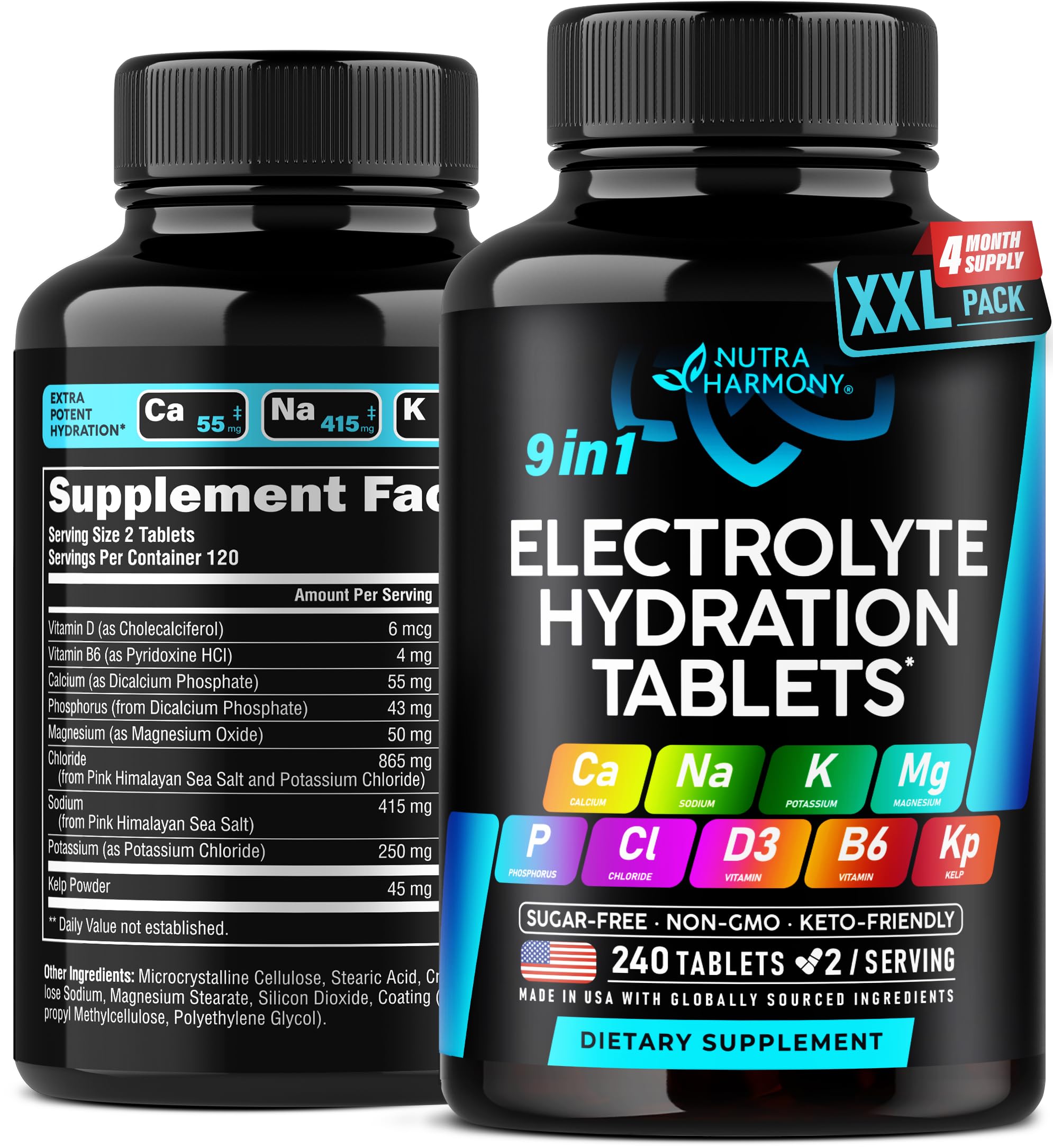 NUTRAHARMONY Electrolytes Mg Na K Cl D3 B6 Kelp