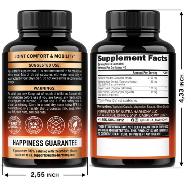 Cápsulas de cúrcuma y curcumina dentro del frasco