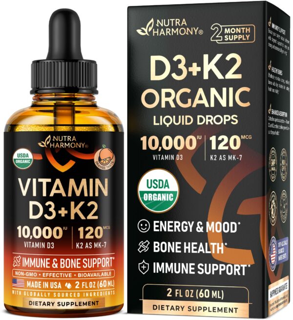 Version 1.0.0 NUTRAHARMONY gotas vitamina D3 10000IU K2 120mcg sabor naranja