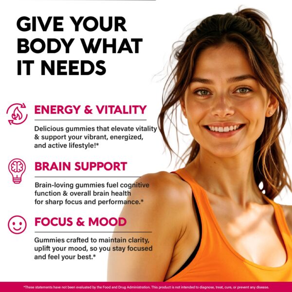 Etiquetas y detalles gomitas vitamina B complejo NUTRAHARMONY