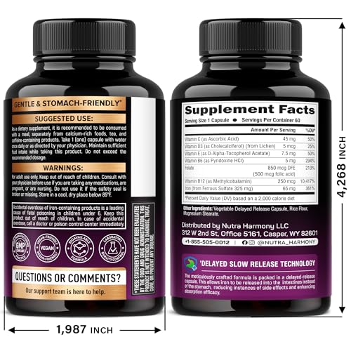 Etiqueta frontal del suplemento de hierro