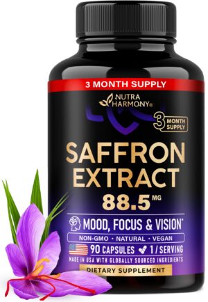 NutraHarmony saffron capsules bottle label