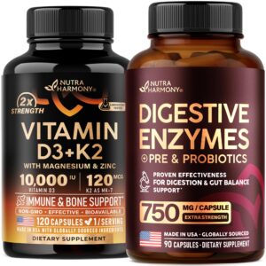 Cápsulas NUTRAHARMONY D3 K2 y enzimas digestivas