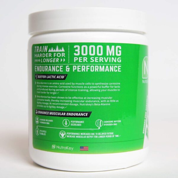 Etiqueta nutricional de Beta Alanina NutraKey