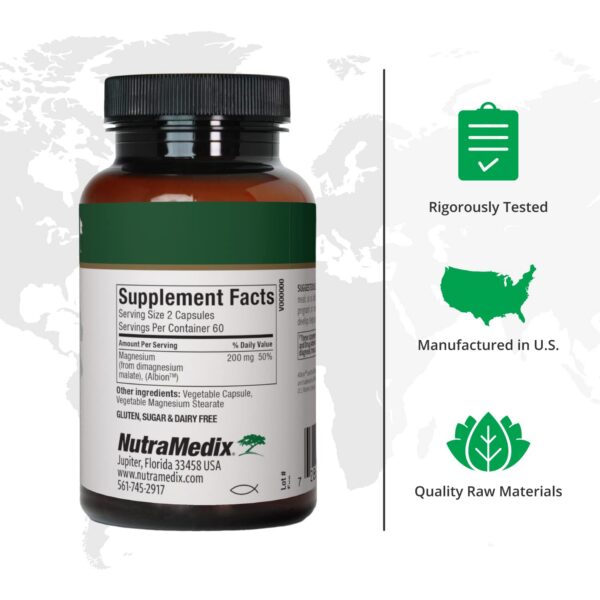 Etiqueta del suplemento NutraMedix Magnesio Malato