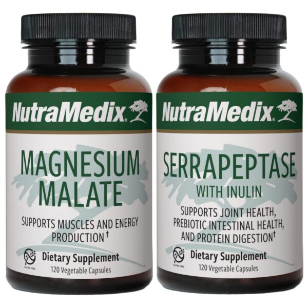 NutraMedix Magnesium Malate y Serrapeptase – frasco frontal