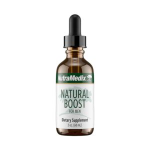 Frente de etiqueta NutraMedix Natural Boost para hombres