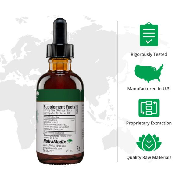 Detalle de la etiqueta con texto de NutraMedix