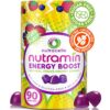 Frasco gomitas energéticas Nutramin sabor berry blast veganas