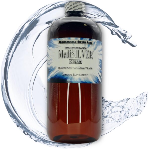 Frente del frasco MediSILVER Clear 500 mL