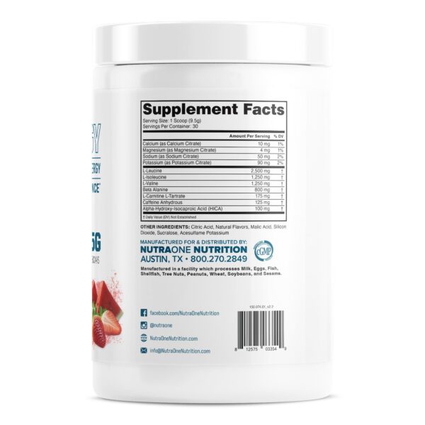 Frasco de polvo NutraOne Amino Energy sabor Fresa Sandía