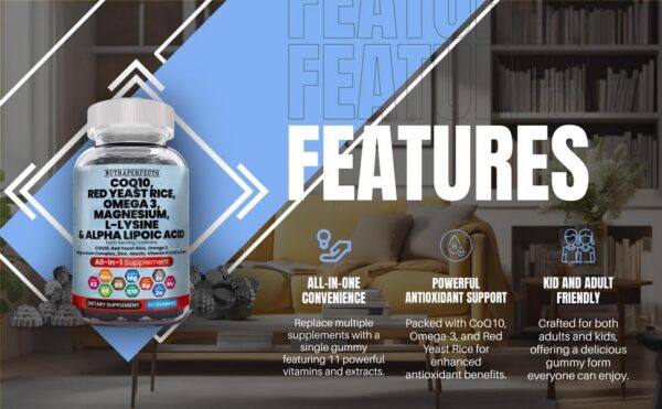 Gomitas de lisina con omega-3 y arroz rojo