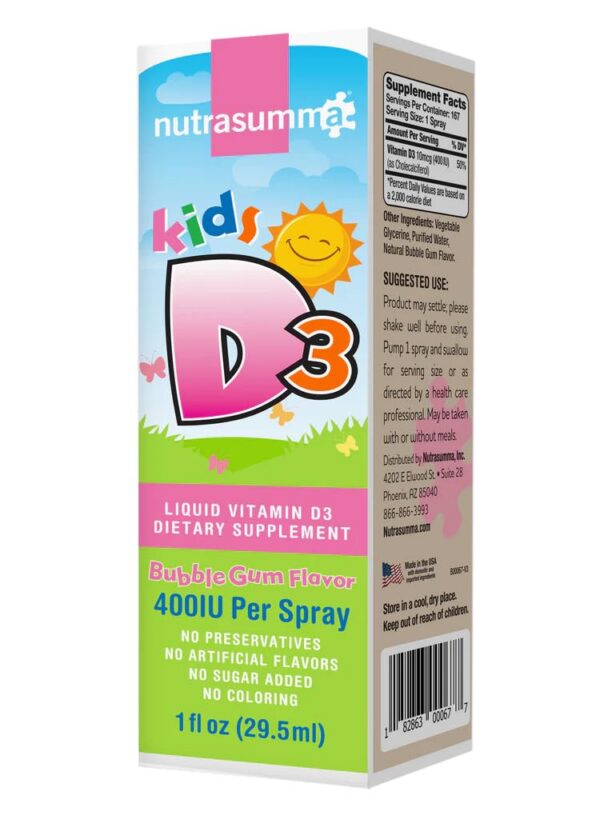 Etiqueta del spray Nutrasumma Kids Vitamina D3