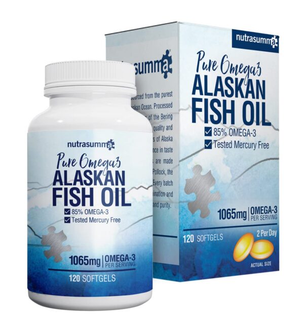 Frente de la botella Nutrasumma Omega 3 Alaska