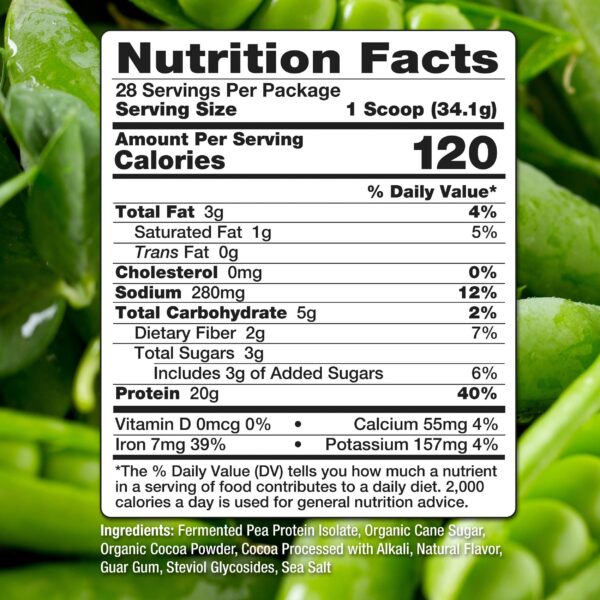 Ingredientes naturales y etiqueta Nutrasumma polvo proteína guisante