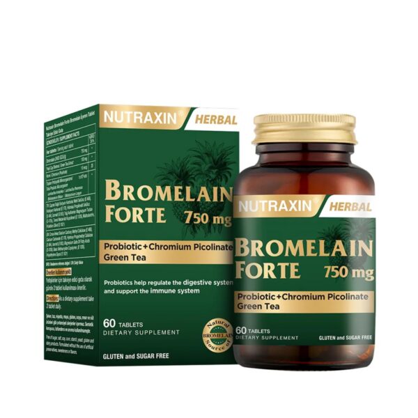 Tabletas Nutraxin Bromelina Forte en frasco
