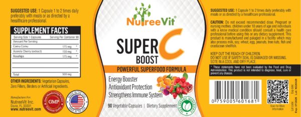 Version 1.0.0 Frasco de NutreeVit con cápsulas de Vitamina C