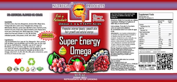 Nutreglo Superberry Omega Extract etiqueta