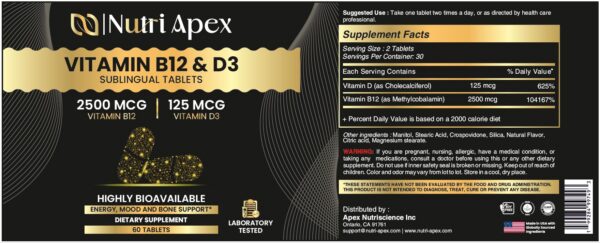 Tabletas sublinguales de Nutri Apex