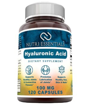 Etiqueta frontal de Nutri Essentials ácido hialurónico