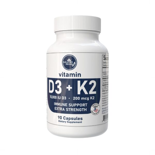 Frasco Nutri Reign D3 + K2 90 cápsulas