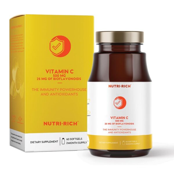 Nutri-Rich Vitamina C 500mg softgels apoyo inmunológico 60 cápsulas