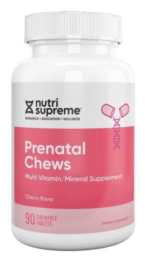Nutri Supreme vitamina prenatal masticable sabor cereza 90 tabletas