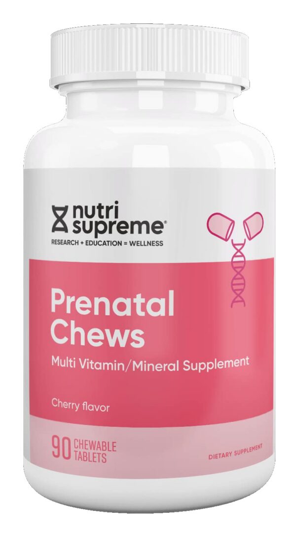 Nutri Supreme vitamina prenatal masticable sabor cereza 90 tabletas