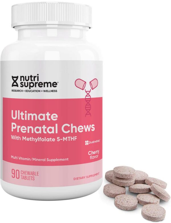Nutri Supreme vitamina prenatal masticable sabor cereza
