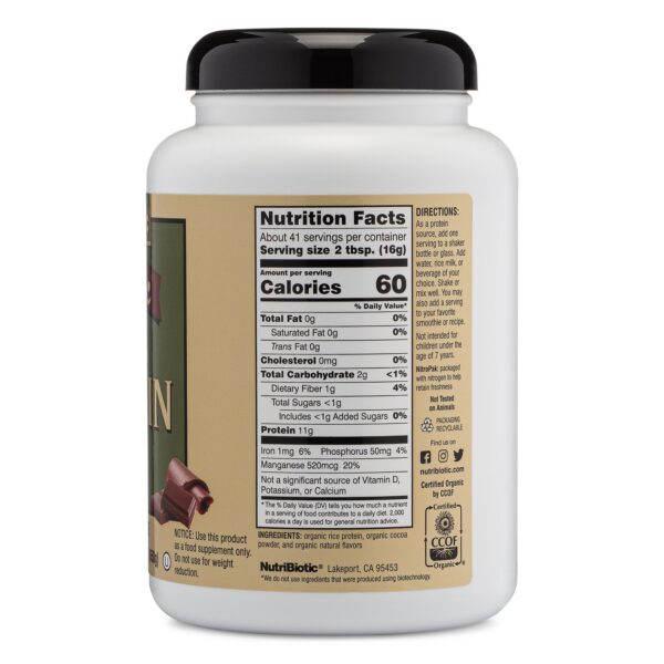 Frasco de proteína de arroz en su caja