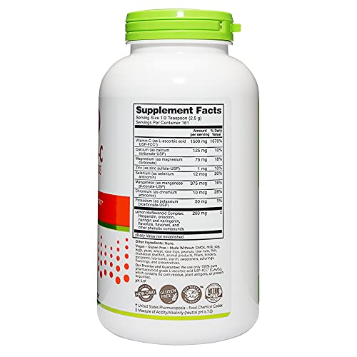 NutriBiotic polvo efervescente vitamina C envase lateral