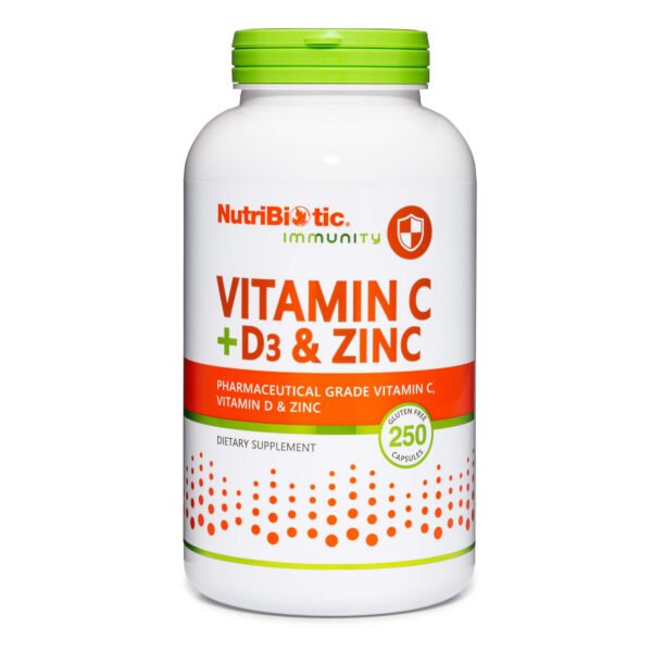 NutriBiotic Vitamina C D3 y Zinc cápsulas soporte inmune