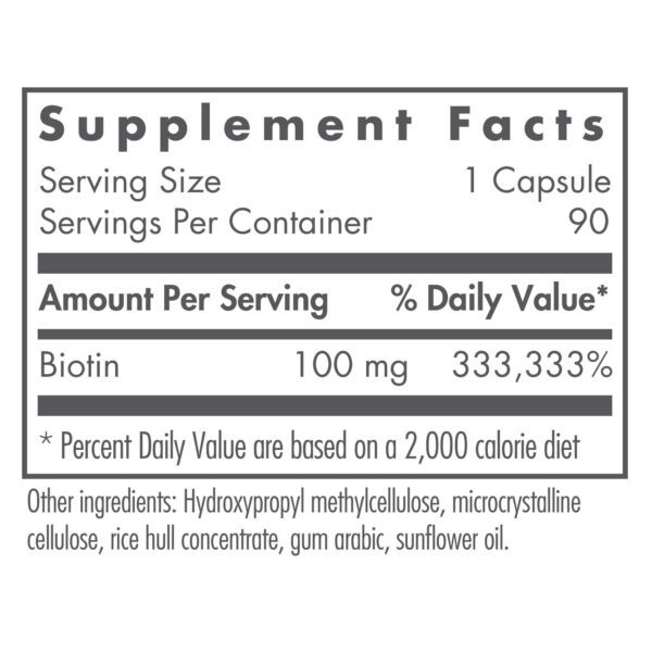 Empaque suplemento Nutricology HiBiotin cápsulas vegetales