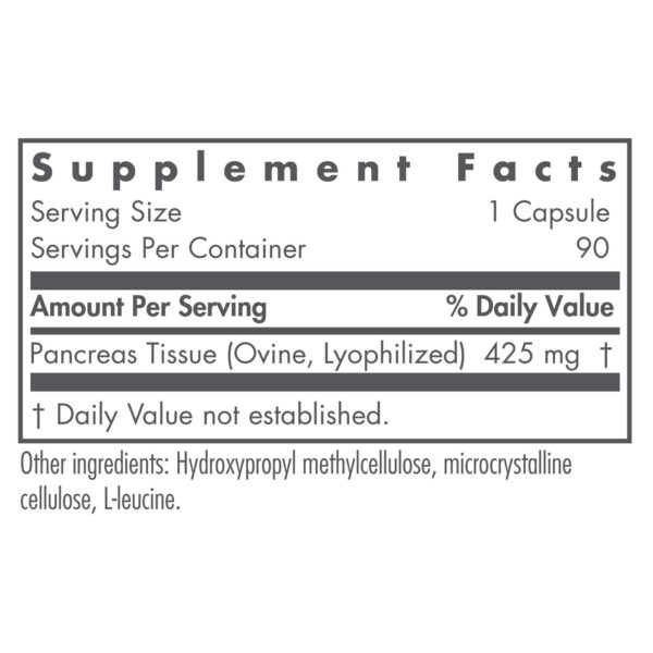 Etiqueta Nutricology Páncreas de Cordero