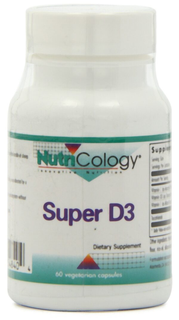 Envase suplemento Nutricology Super D3 60 cápsulas