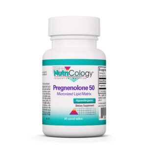 Nutricology suplemento de pregnenolona 60 tabletas paquete frontal