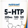 Version 1.0.0 Frasco de cápsulas vegetarianas Nutricost 5-HTP 200mg con 120 unidades