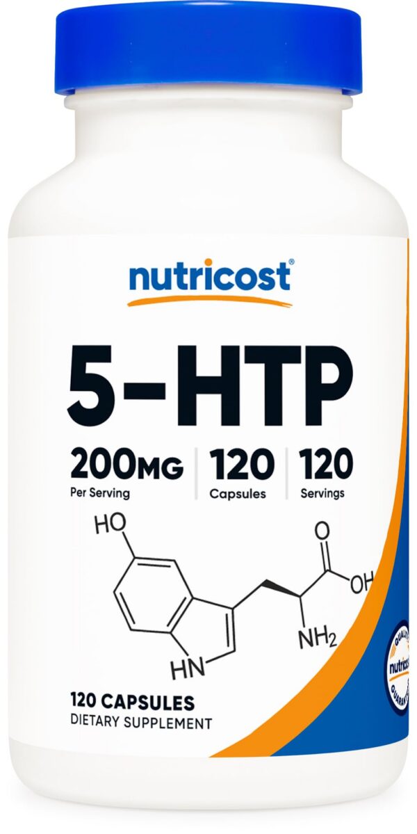 Version 1.0.0 Frasco de cápsulas vegetarianas Nutricost 5-HTP 200mg con 120 unidades